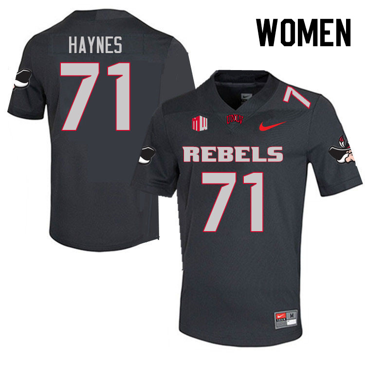 Women #71 Ed Haynes UNLV Rebels College Football Jerseys Stitched Sale-Charcoal